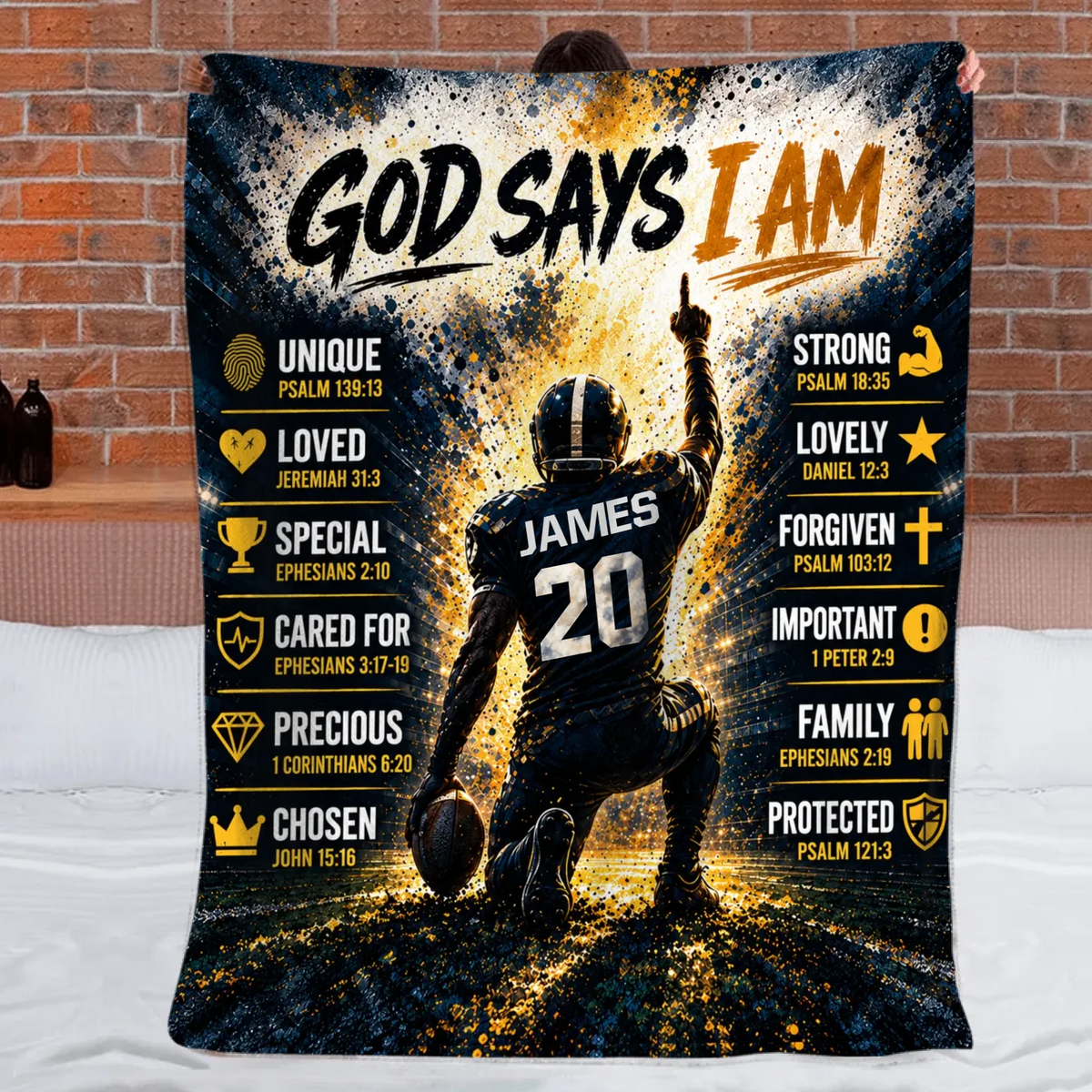 Personalized Christian Football Blanket-Gift For Teen Boy